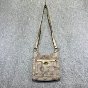 Coach Penelope Crossbody Bag Signature Gold Metallic Jacquard Purse Turn Lock